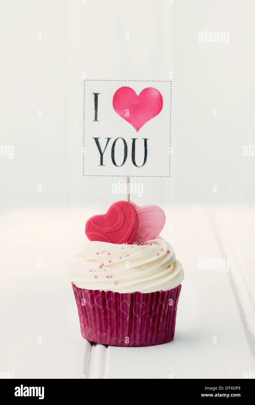 Cupcake mit "I Love You" wählen Stockfoto