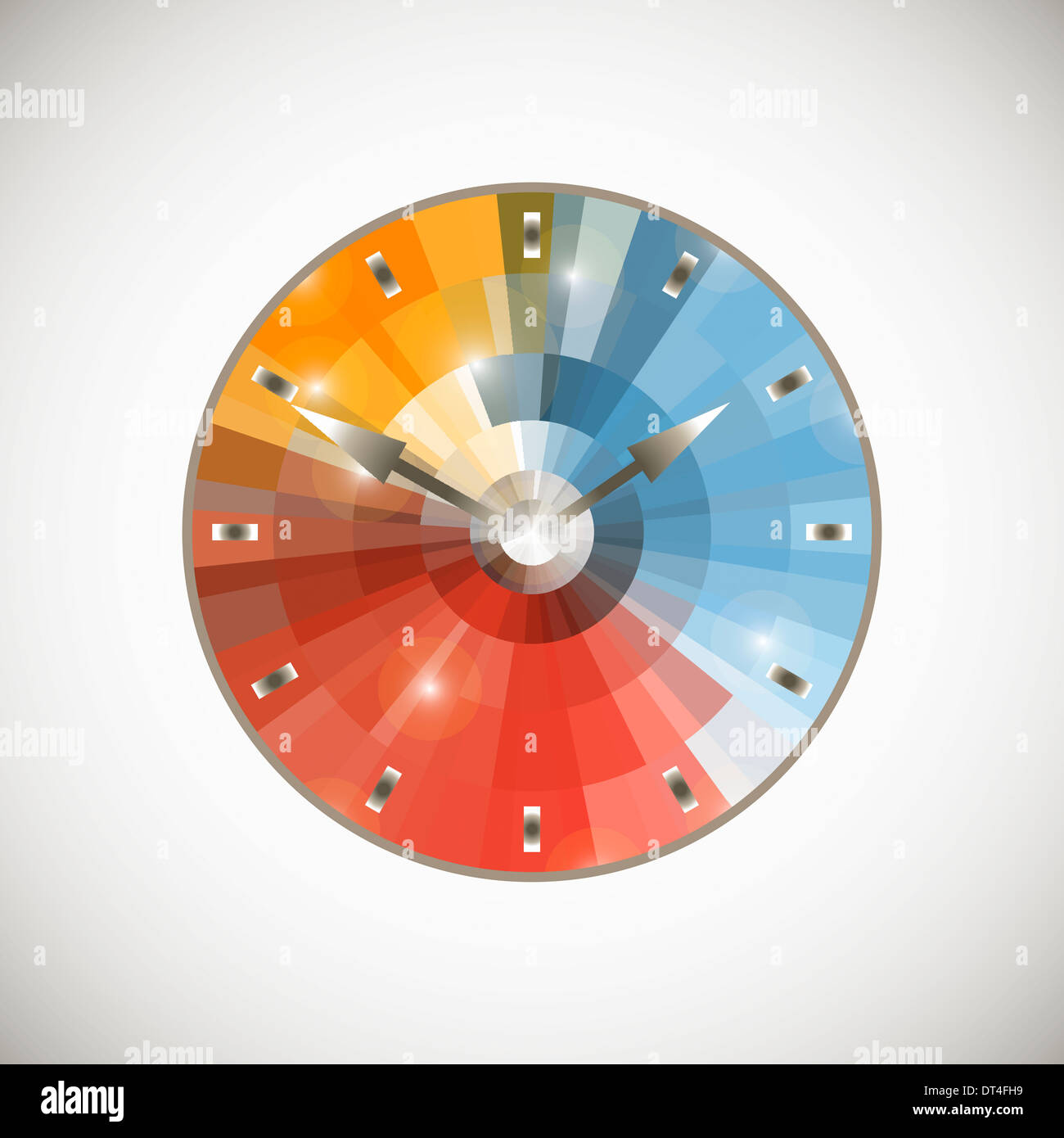 Lächelnde Wecker auf hellem Hintergrund Stockfoto