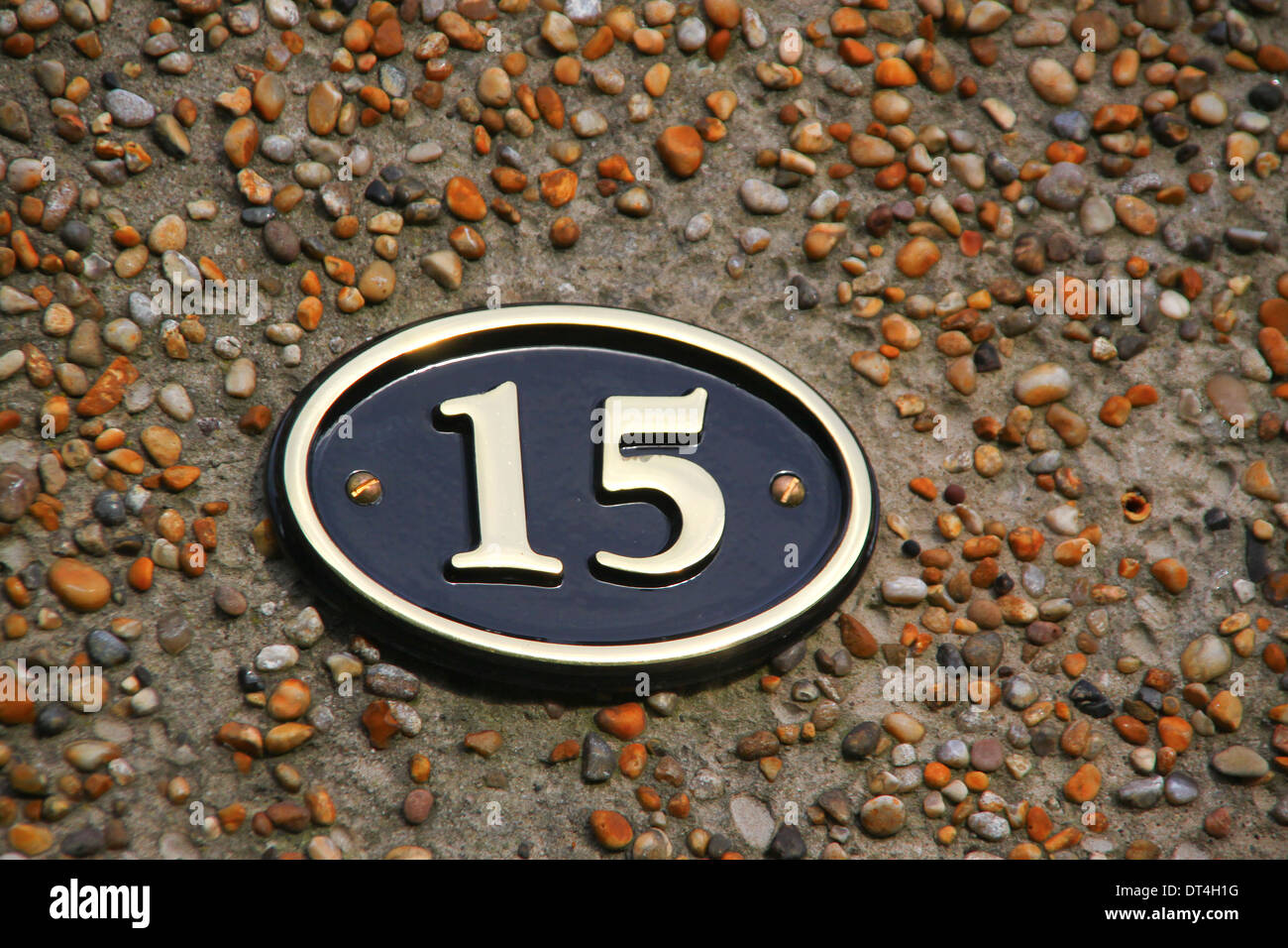 Nummer 15 auf Haus Nummernschild Stockfoto