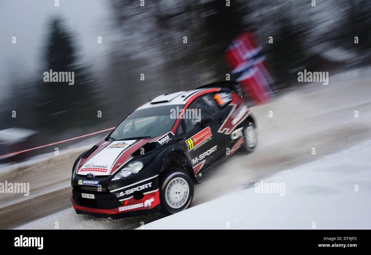 07.02.2014. World Rallye Championship Rally von Schweden. Otto Tanak (EST)-Ford Fiesta WRC Stockfoto