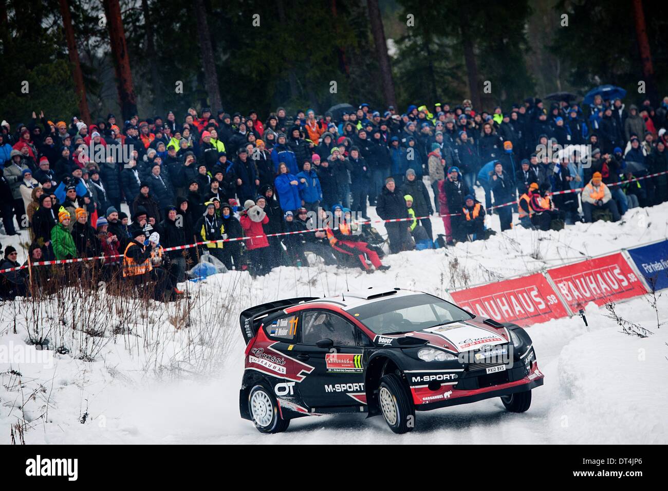 07.02.2014. World Rallye Championship Rally von Schweden. Ott Tänak (EST)-Ford Fiesta WRC Stockfoto