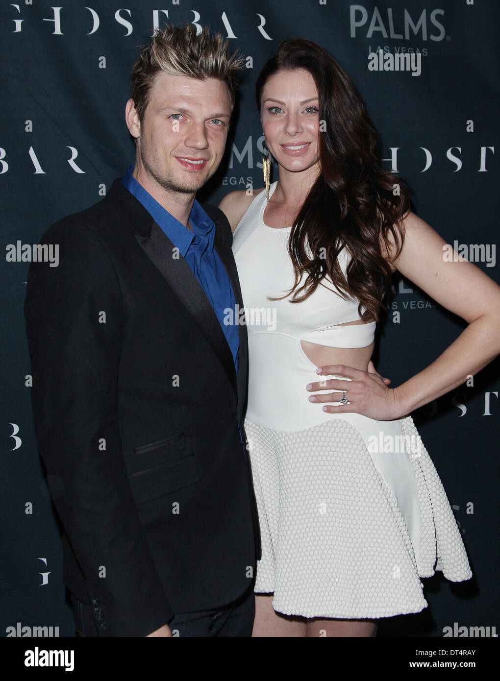 Las Vegas, Nevada, USA. 8. Februar 2014. Sänger Nick Carter und Verlobte Lauren Kitt feiern Studentin Bachelor und Bachelorette Party im Ghostbar Nachtclub am 8. Februar 2014 im Palms Casino Resort in Las Vegas, Nevada-Credit: Marcel Thomas/ZUMAPRESS.com/Alamy Live News Stockfoto