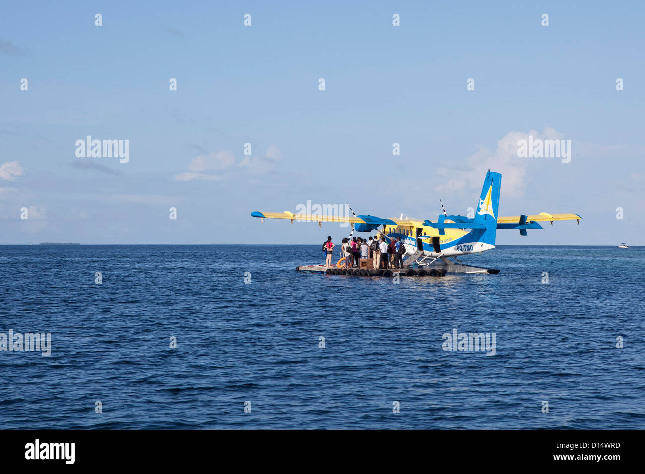 Wasser-Flugzeug (Taxi) in den Malediven Stockfoto