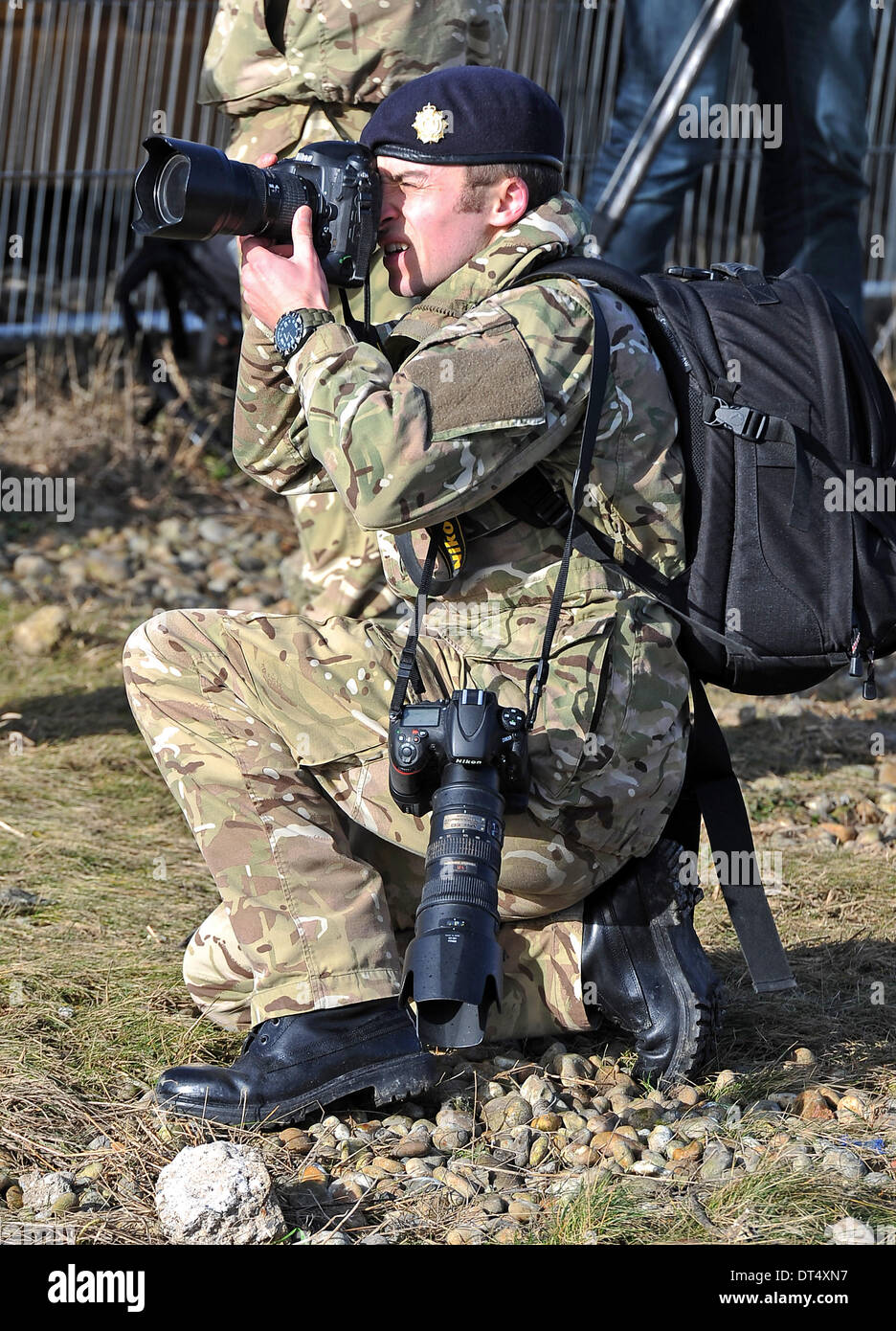 Armee-Fotografen, britische militärische Fotograf Stockfoto