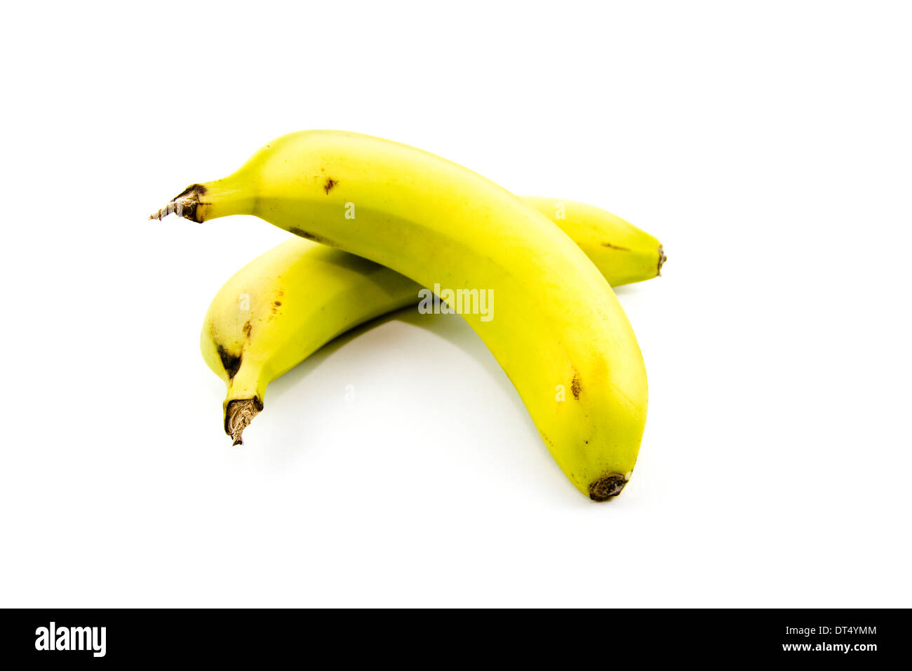 Frische gelbe Banane auf weißem Hintergrund Stockfoto