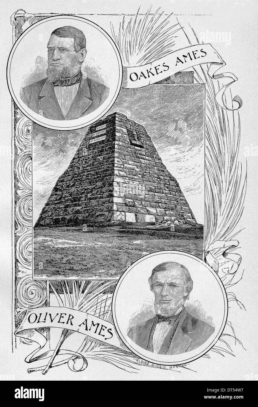 Diese 1891 Abbildung zeigt Oliver und Oakes Ames, beides, wenn denen die erste kontinentale Eisenbahn beteiligt waren. Stockfoto