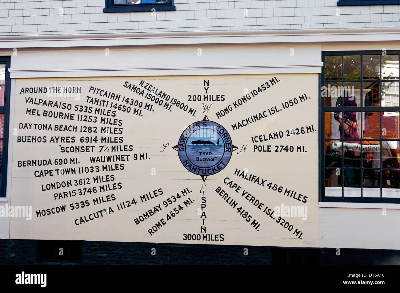 Kompass-Rose-Wandbild am Gardiner Ecke, Nantucket Stadt Nantucket, Stockfoto