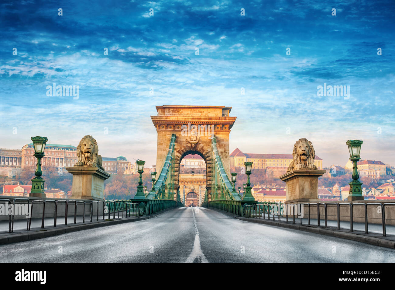 Kettenbrücke in Budapest, Ungarn. Stockfoto