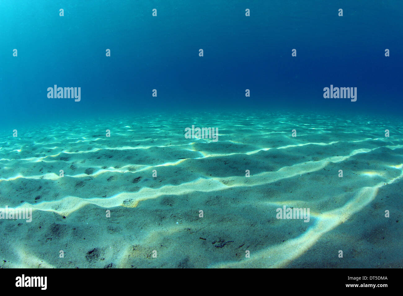 Sandy Meeresboden und klarem, blauem Wasser Stockfoto