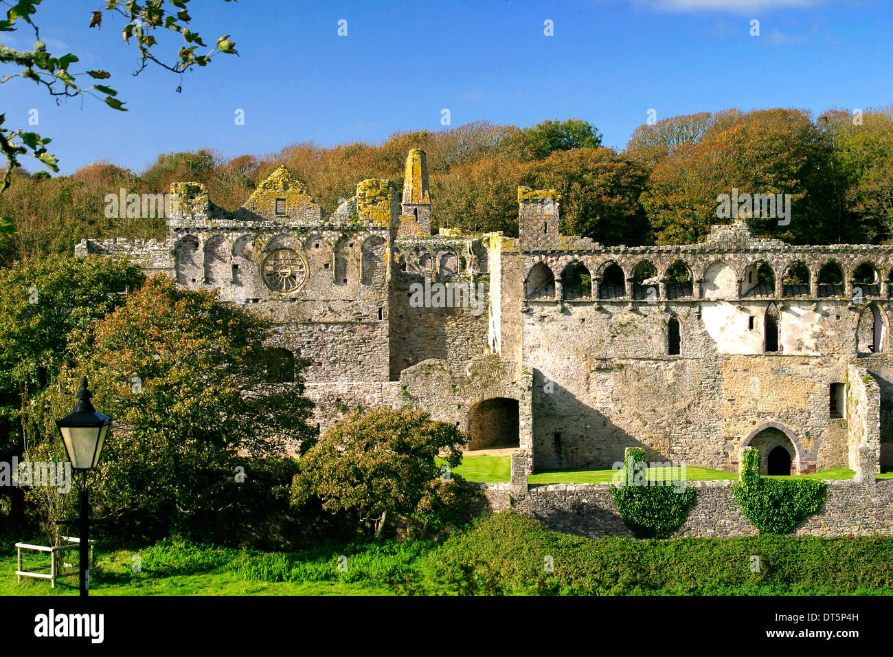 Ruiniert Gebäude, Bischofspalast, Str. Davids Kathedrale, Str. Davids Stadt, Pembrokeshire Nationalpark, Wales, UK Stockfoto