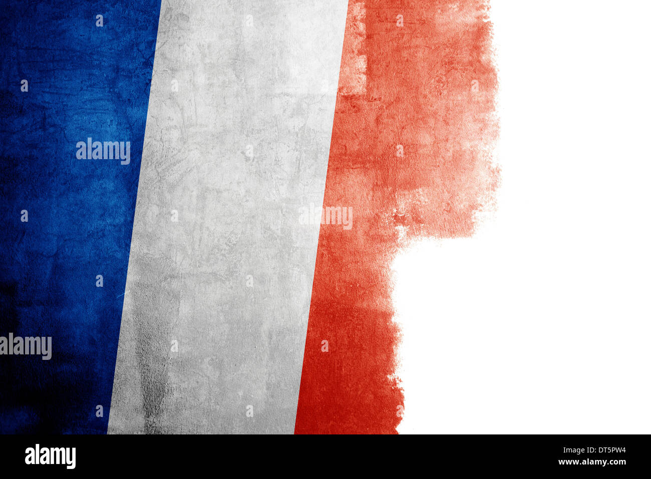 Grunge-Flagge Frankreichs mit weißen Textfreiraum Stockfoto