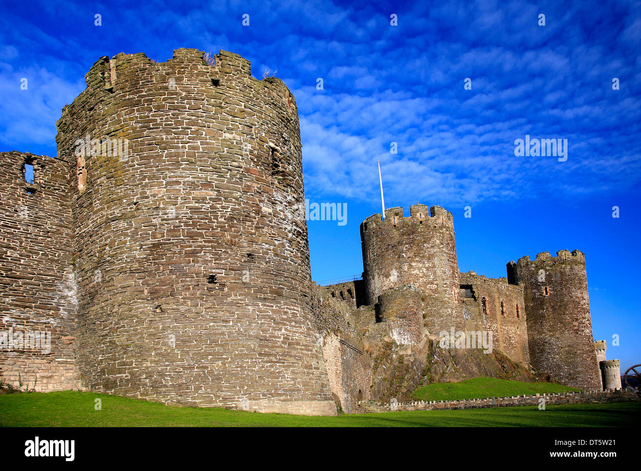 Schloss Wände Conwy Castle, Nord Wales, England, UK Stockfoto