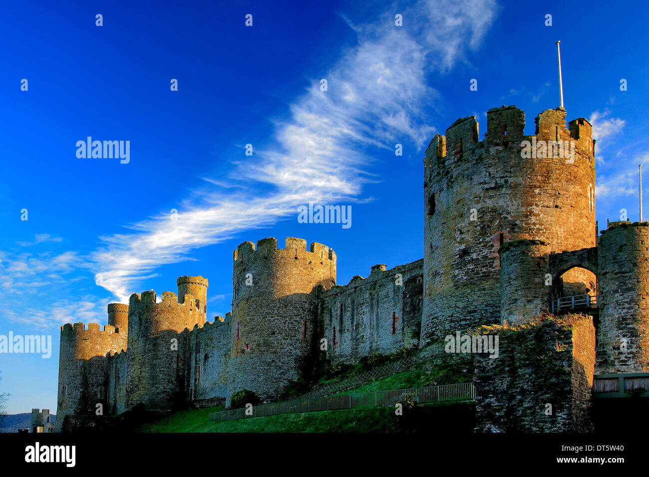 Schloss Wände Conwy Castle, Nord Wales, England, UK Stockfoto