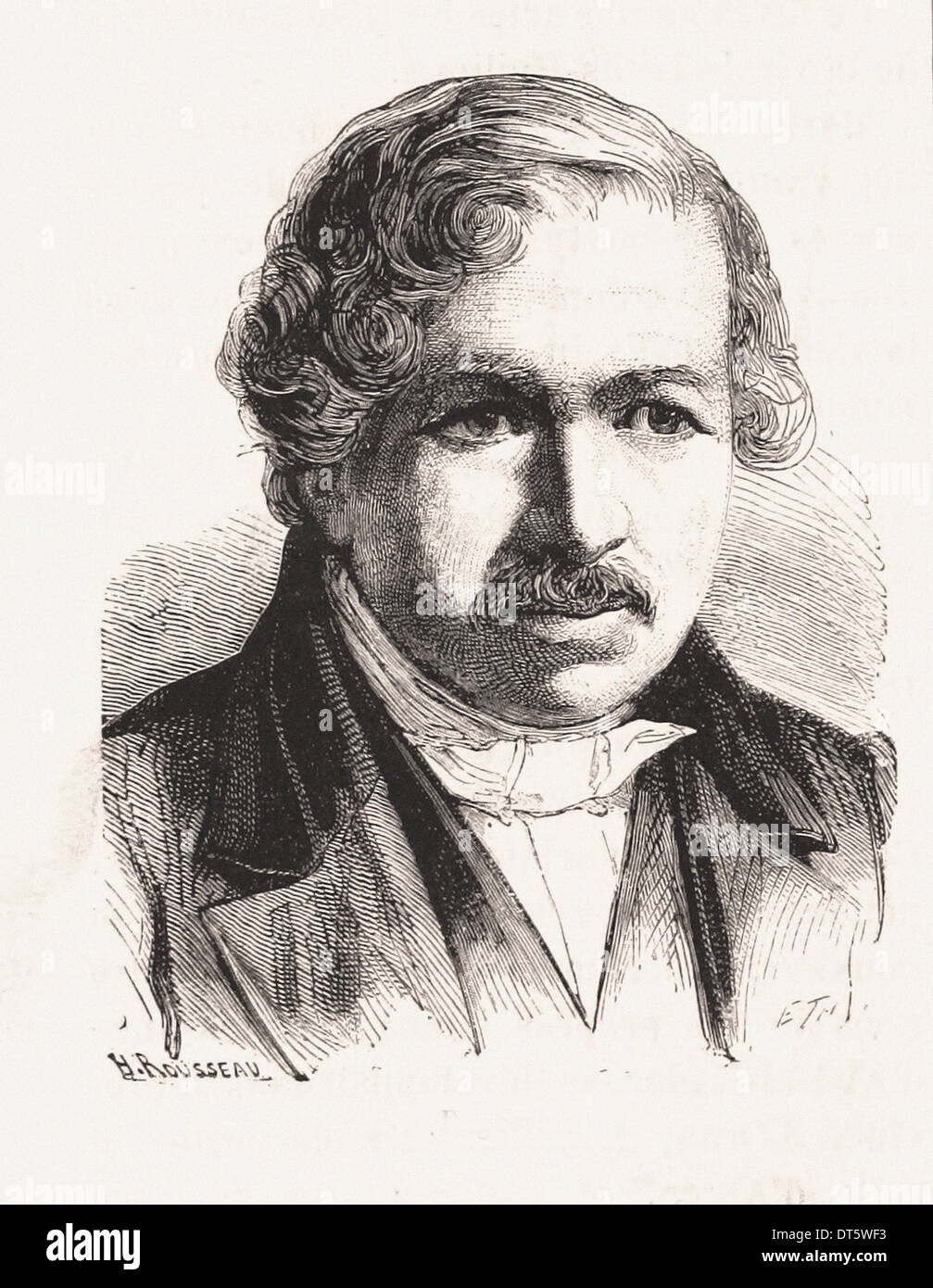 Porträt von Louis Daguerre - Gravur XIX Jahrhundert Französisch Stockfoto