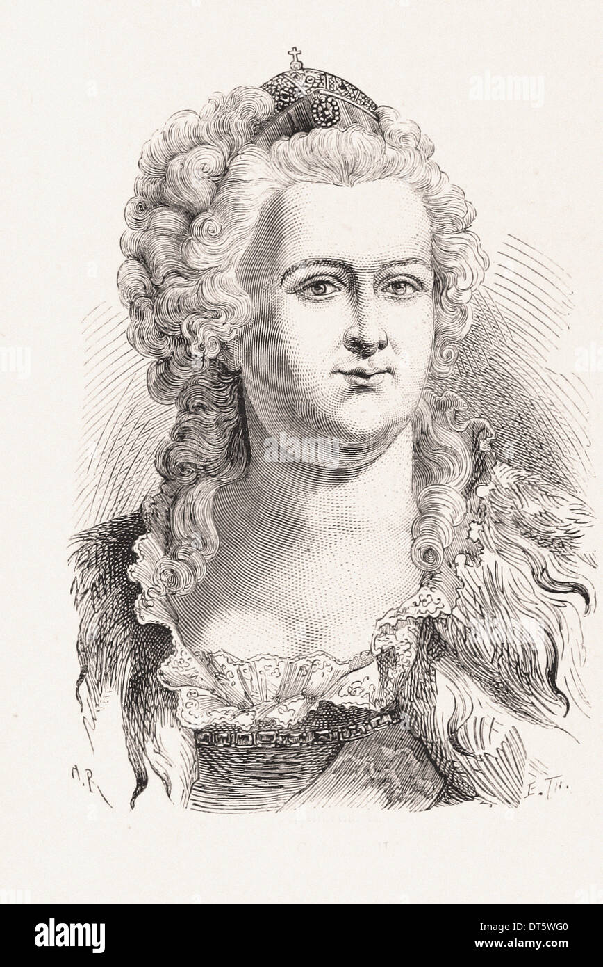 Porträt von Catherine II - Gravur XIX Jahrhundert Französisch Stockfoto