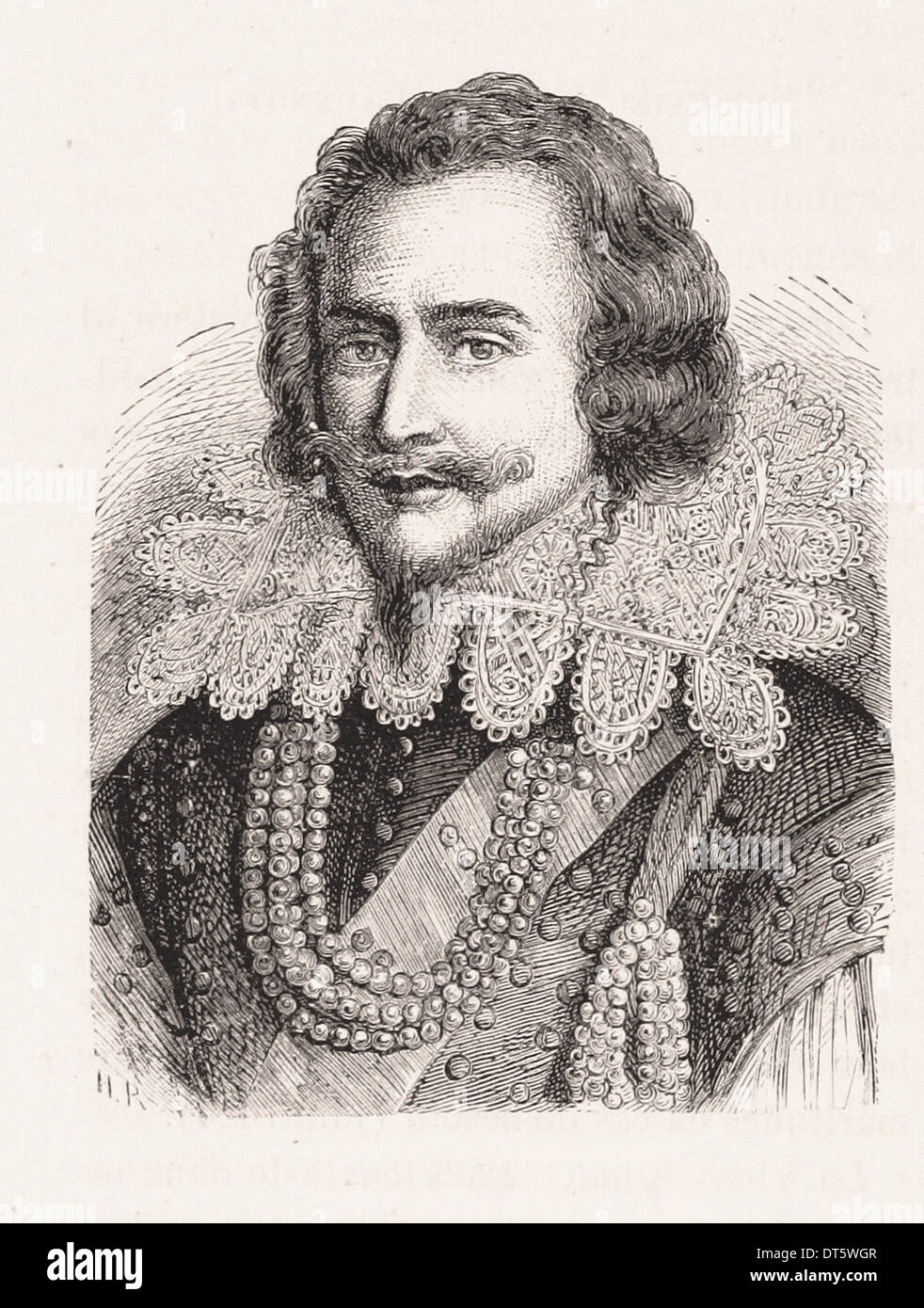 Porträt des Herzogs von Buckingham - Gravur XIX Jahrhundert Französisch Stockfoto