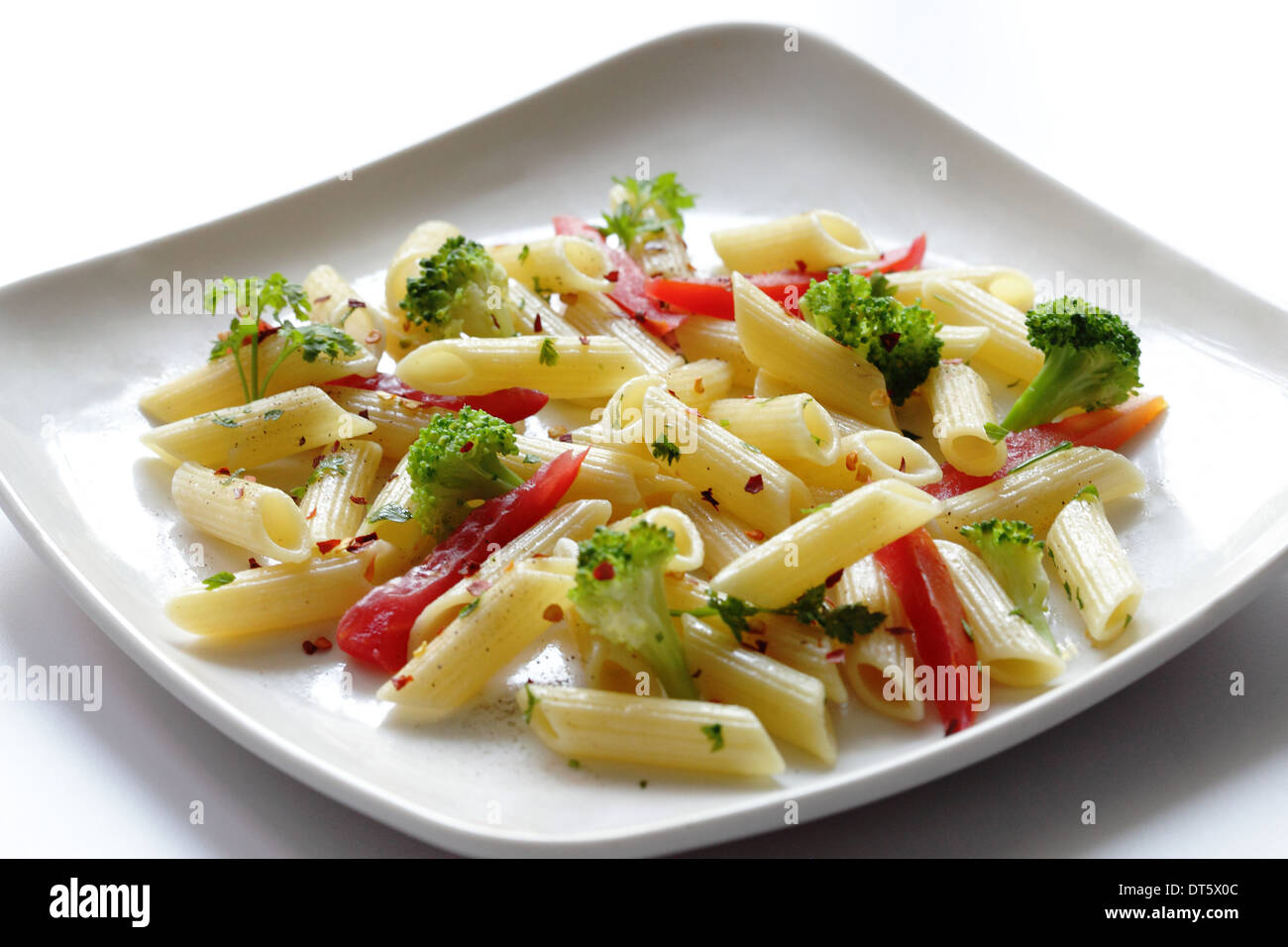 Pasta ist ein Sammelbegriff für italienische Varianten von Nudeln Stockfoto