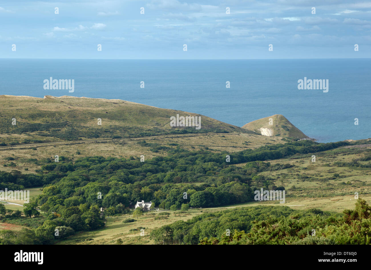 Bucht Wüstung auf die Lulworth reicht. Worbarrow Tout in der Ferne. Dorset, England, Vereinigtes Königreich. Stockfoto