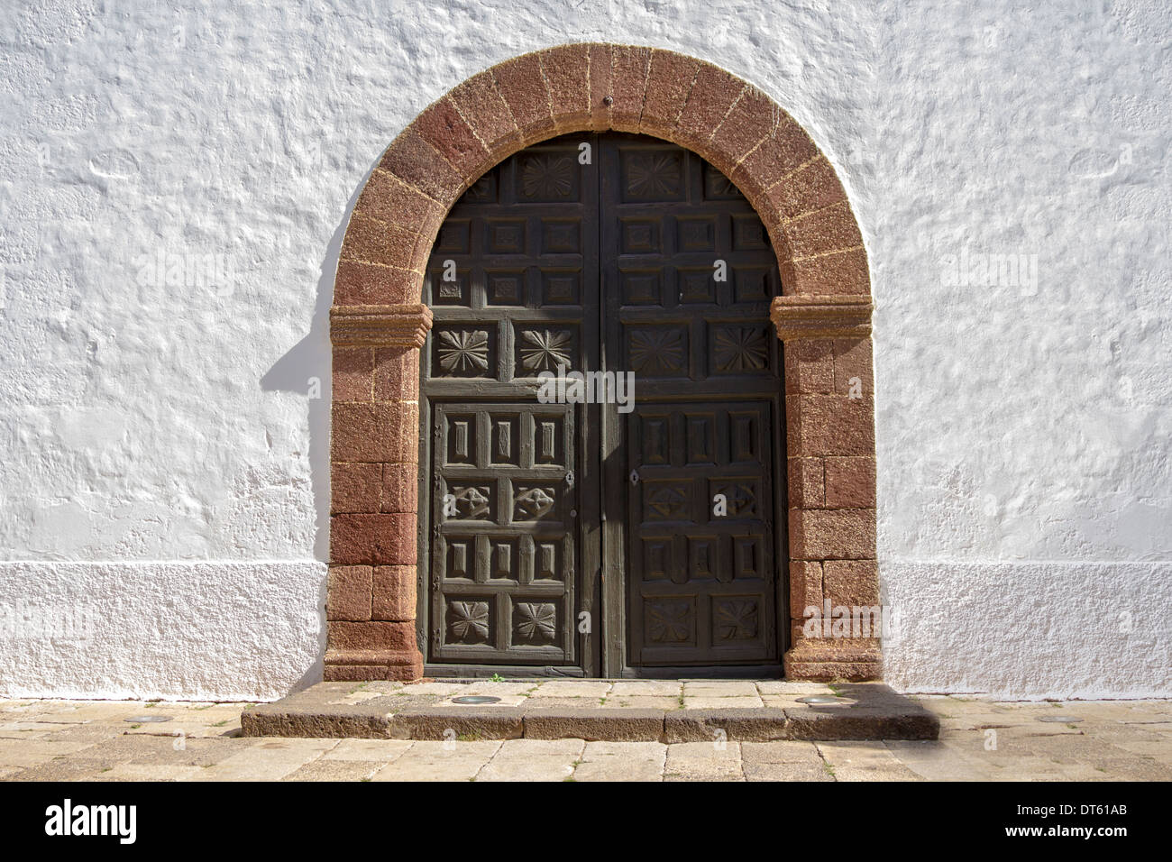 Tür der Iglesia De La Antigua, Fuerteventura Stockfoto