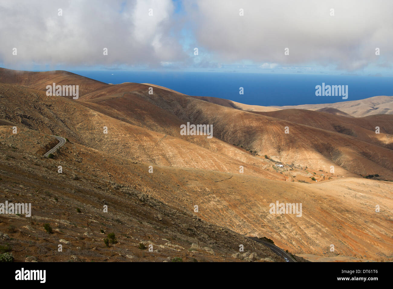 Blick von den Bergen in Fuerteventura Stockfoto