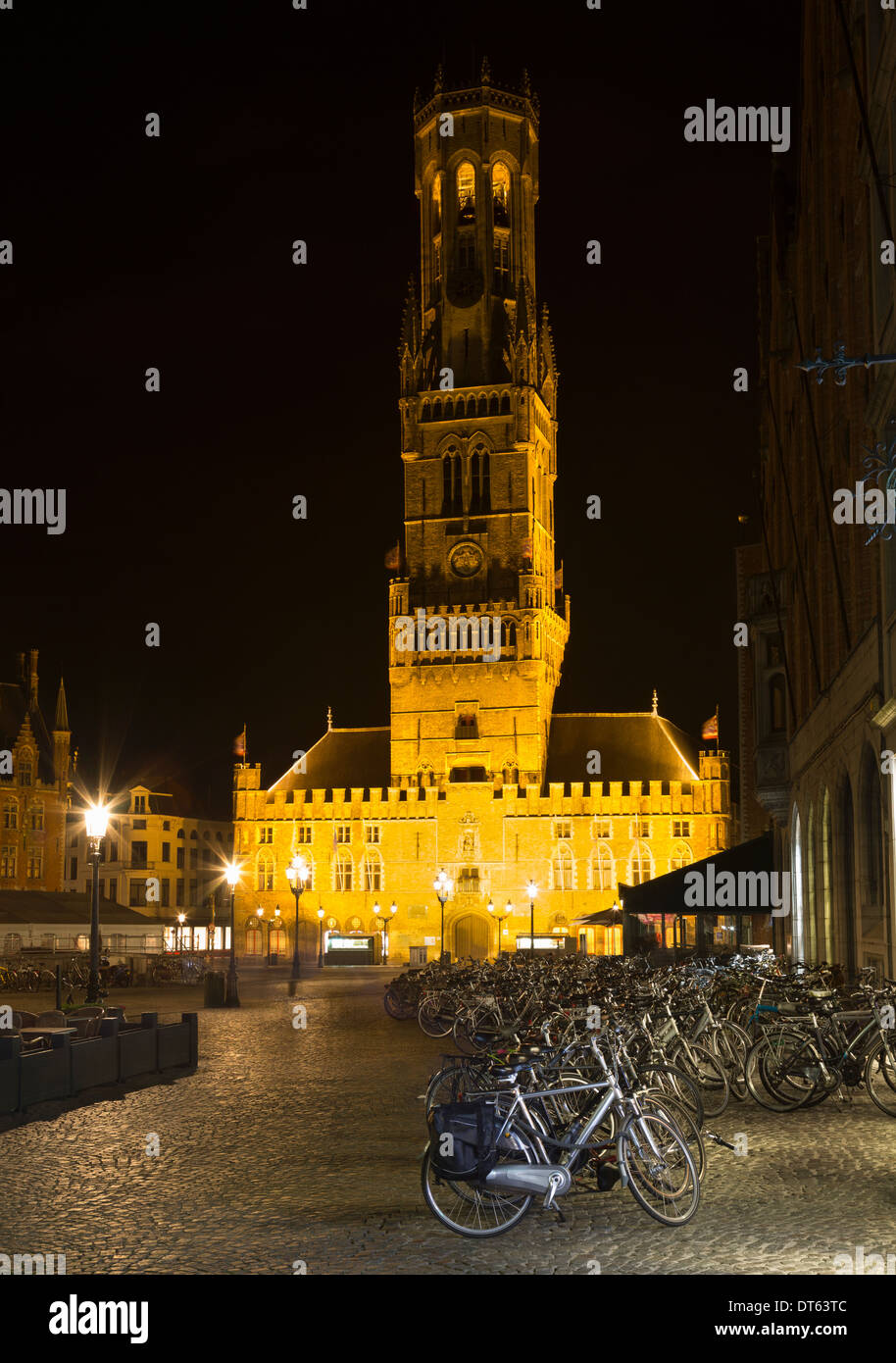Belfort, Belfried von Brügge, Marktplatz, Belgien Stockfoto