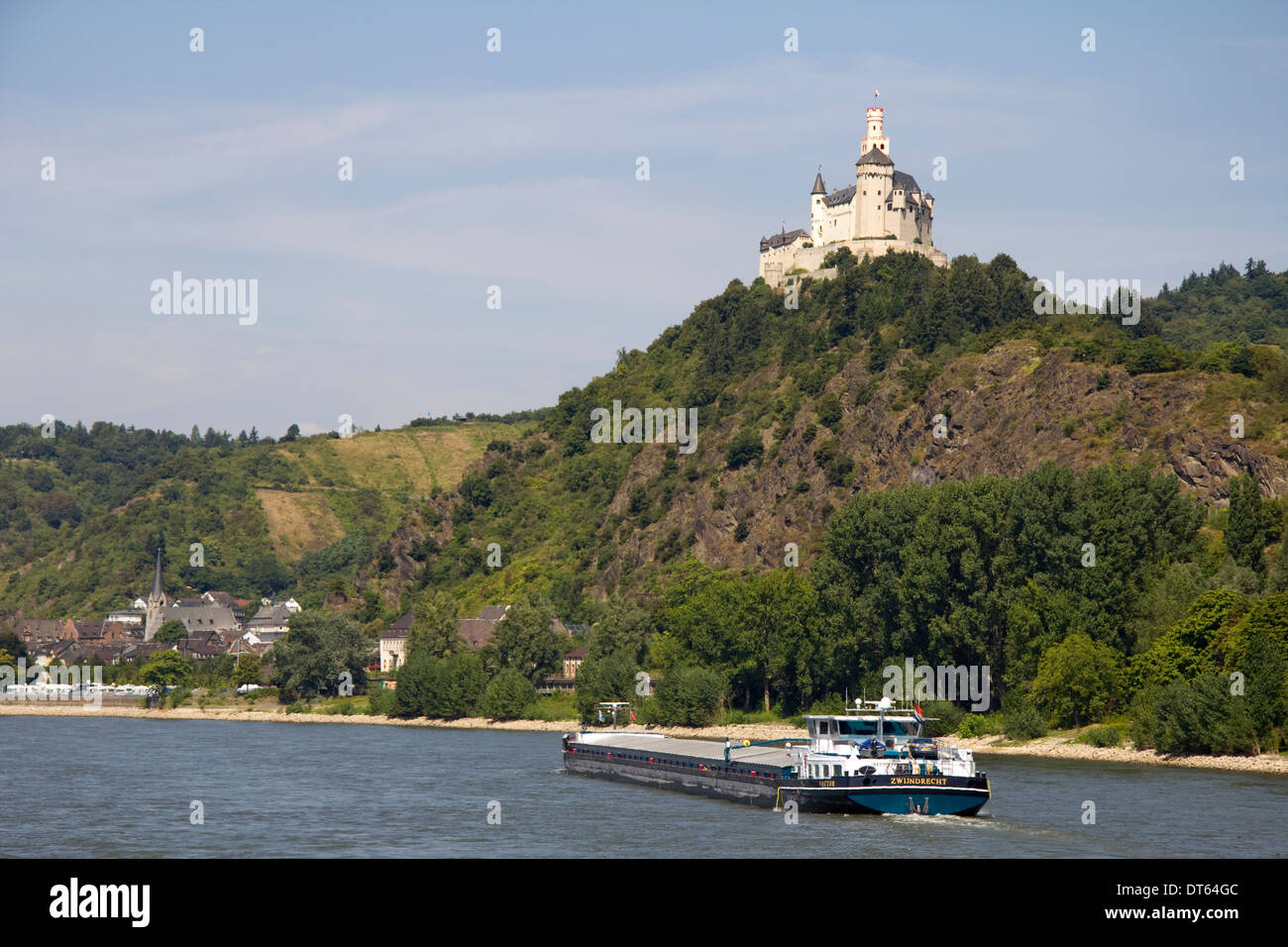 Marksburg Schloss am Fluss Rhein, Deutschland Stockfoto