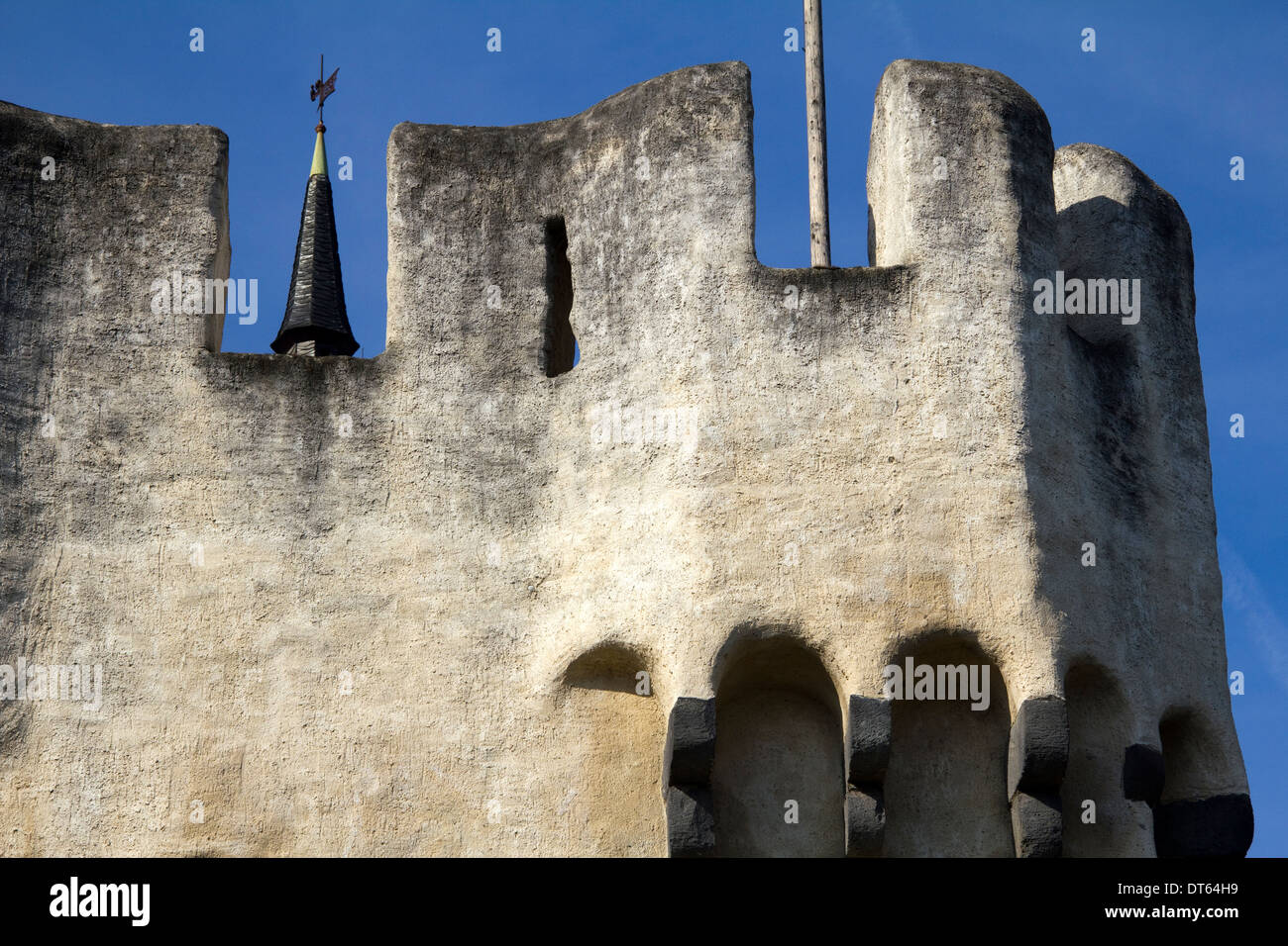 Turm der Marksburg Schloss am Fluss Rhein, Deutschland Stockfoto
