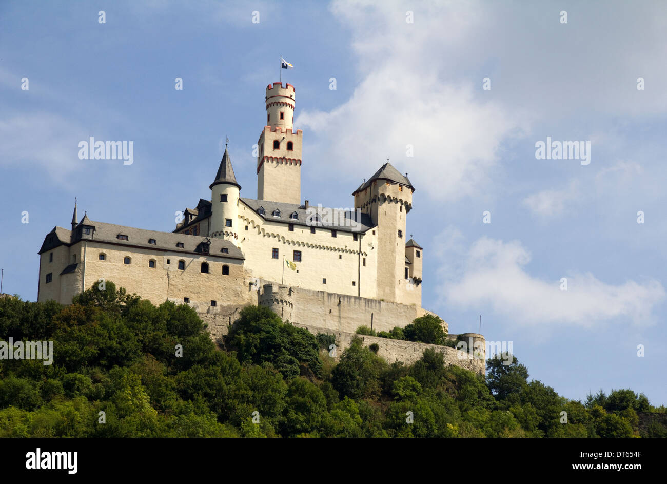 Marksburg Schloss am Fluss Rhein, Deutschland Stockfoto