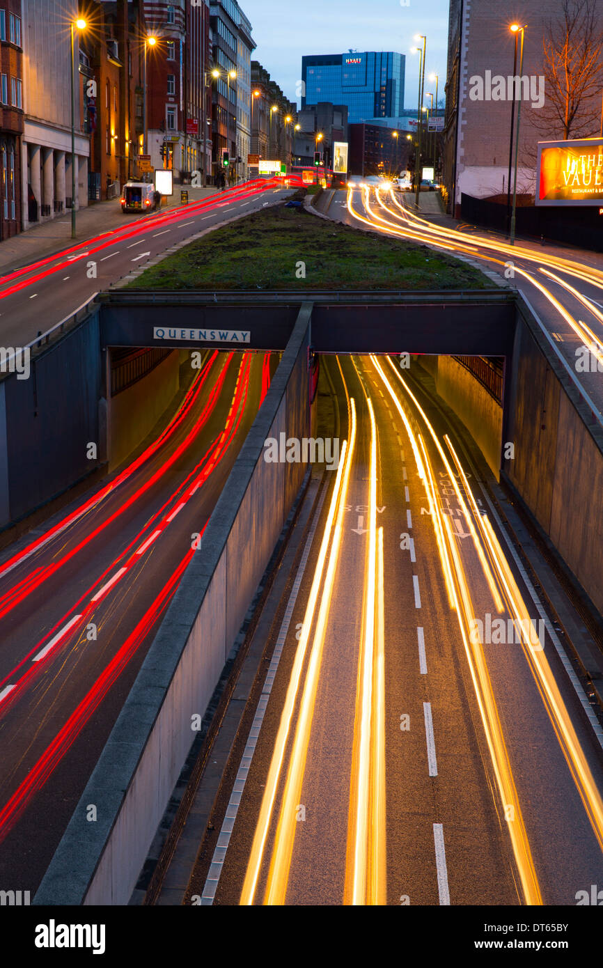 Birmingham Road Tunnel. Der Eingang zum Queensway Tunnel abgebildet. Die Tunnel wurden für zwei Monate in 2013 und 2014 geschlossen. Stockfoto