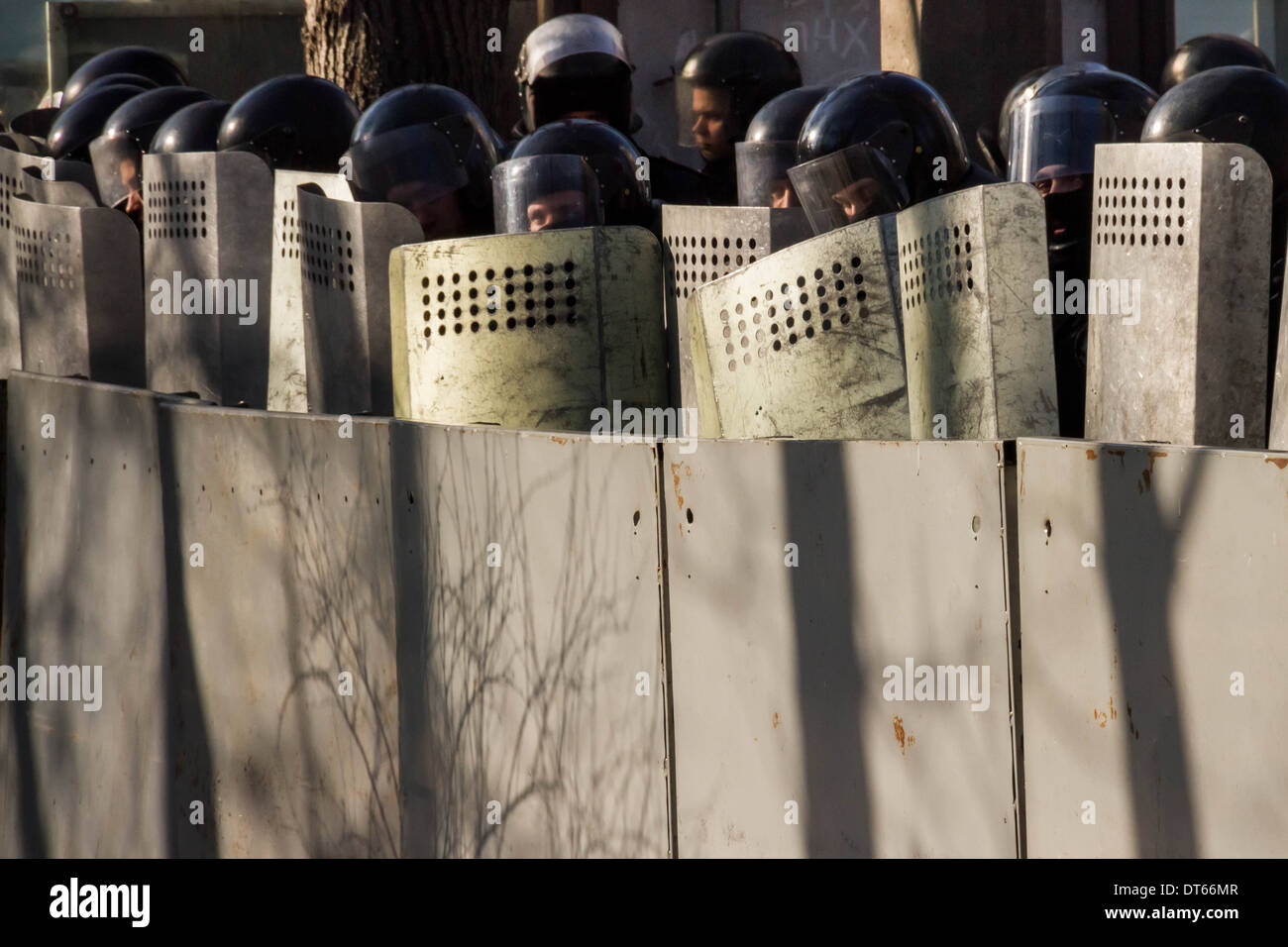 Regierungsnahe Aufstandpolizei während Euromajdan in Kiew, Ukraine. Stockfoto