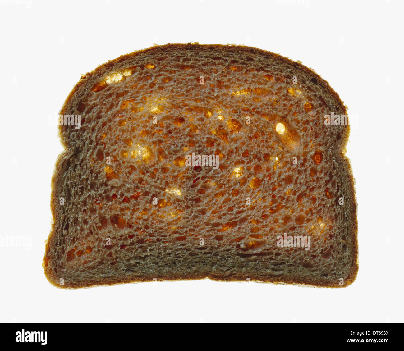 Slice Bio Vollkornbrot auf weißem Hintergrund Stockfoto