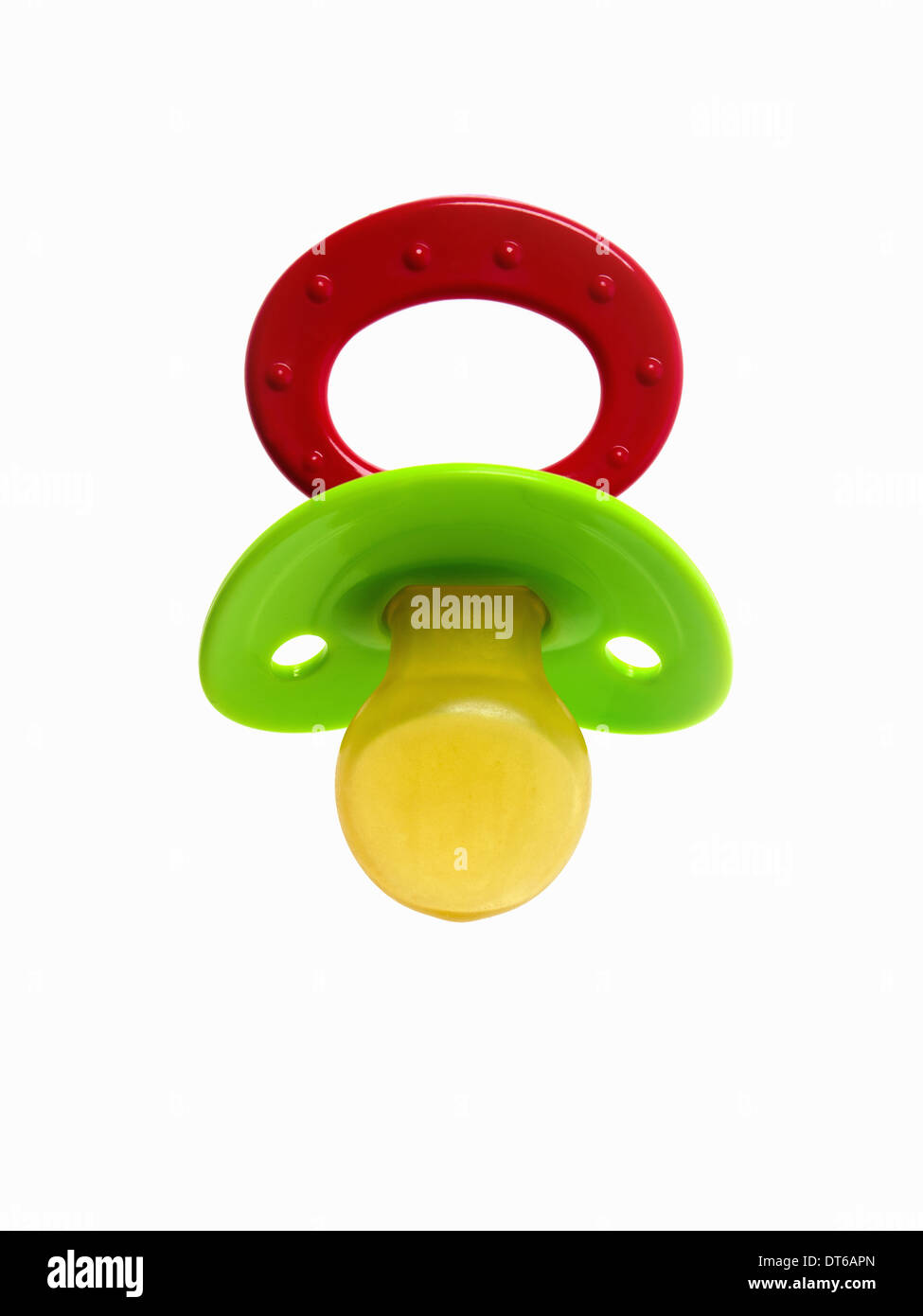 Eine farbige Kunststoff Baby Schnuller, Dummy oder Schnuller. Stockfoto
