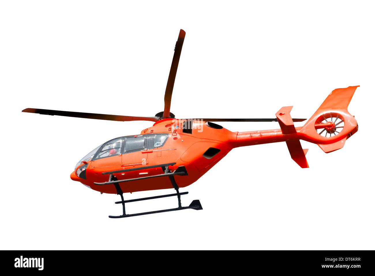 Roten Hubschrauber isoliert auf weißem Hintergrund Stockfoto