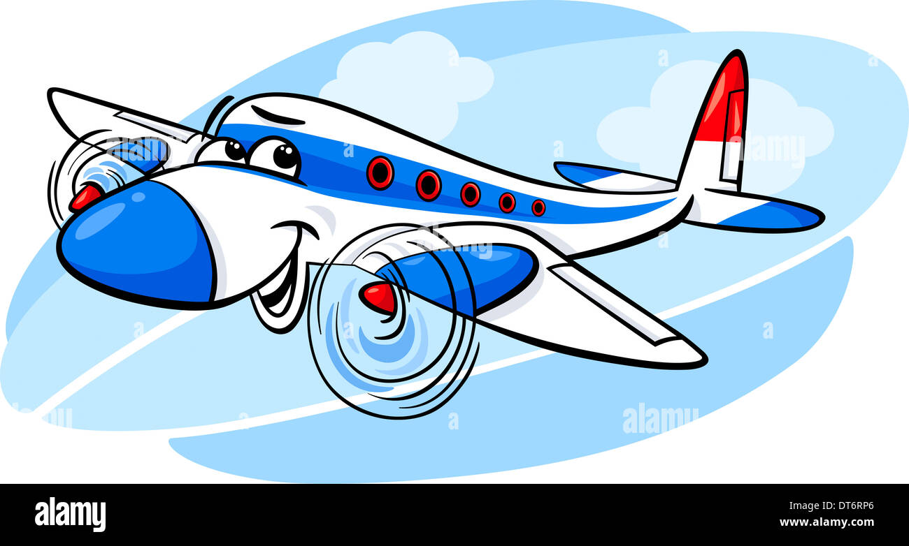 Cartoon-Illustration der lustige Flugzeug Comic-Maskottchen Stockfoto