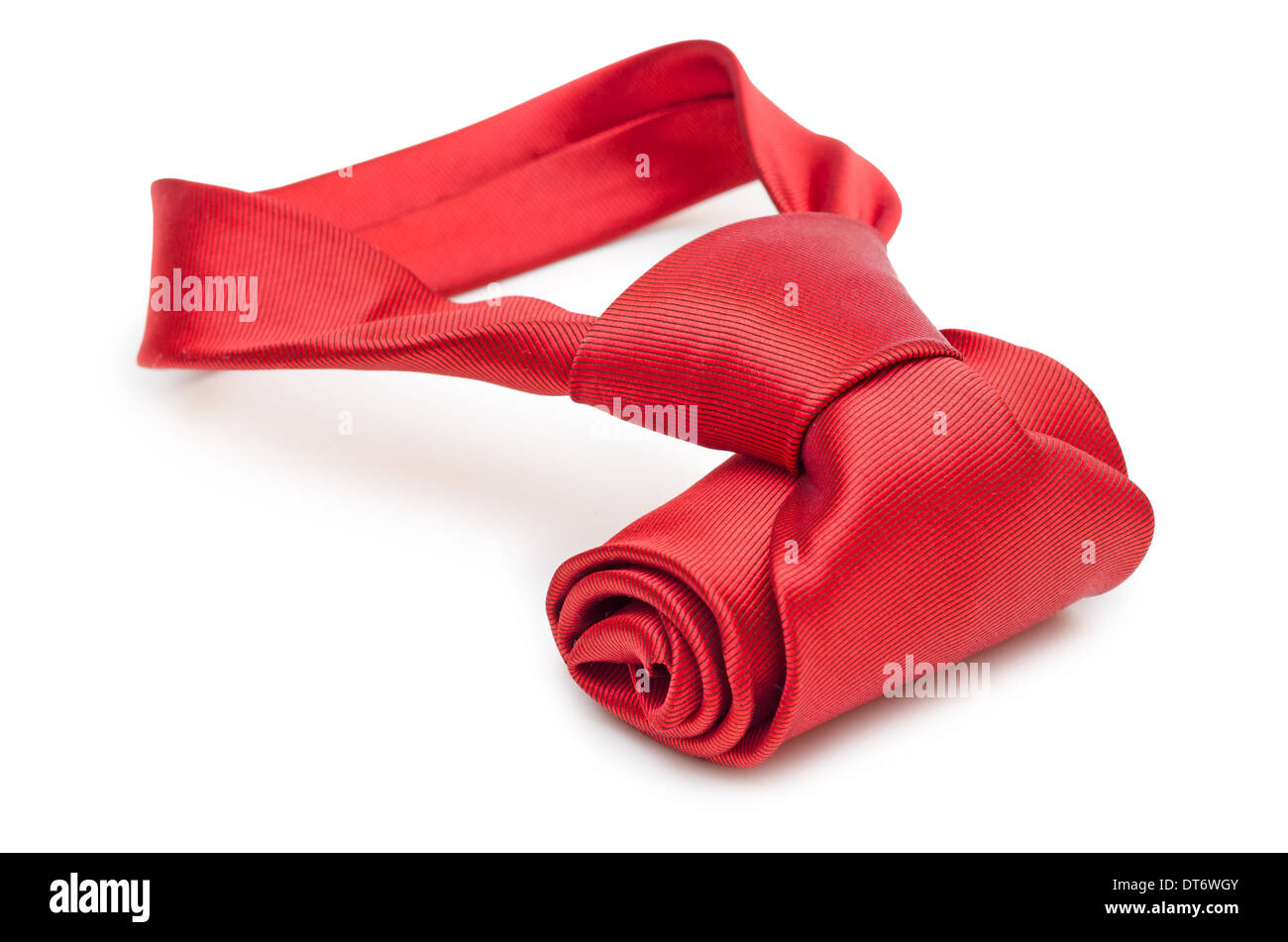 Rote Krawatte isolierten auf weißen Hintergrund. Close-up. Stockfoto