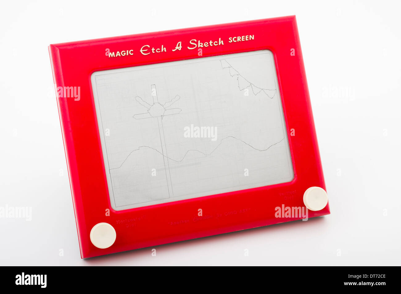 Magische Etch A Sketch mechanische Zeichnung Spielzeug von Ohio Art Company Stockfoto
