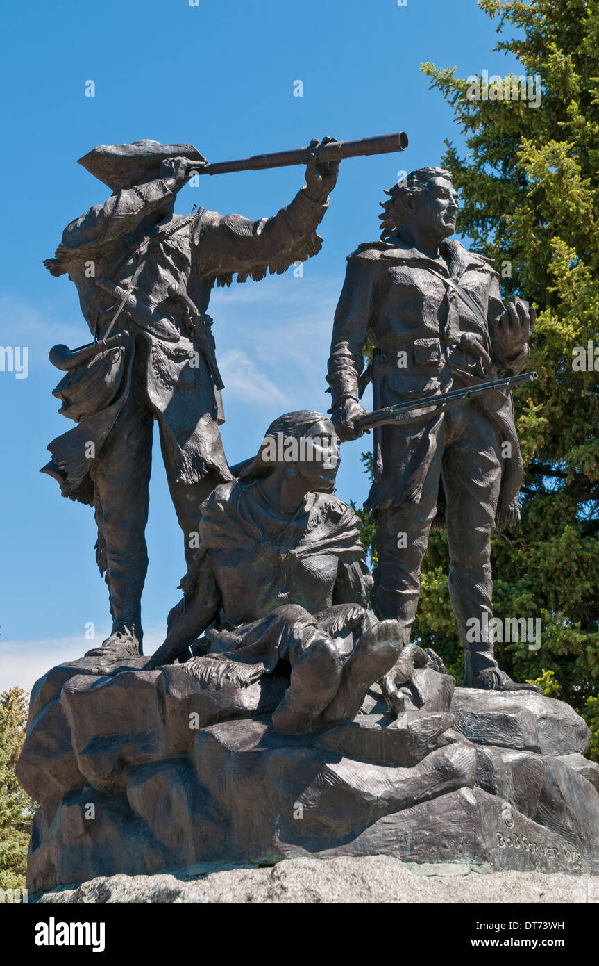 Montana, Fort Benton, staatlichen offiziellen Lewis & Clark Memorial des Künstlers Bob Scriver Stockfoto
