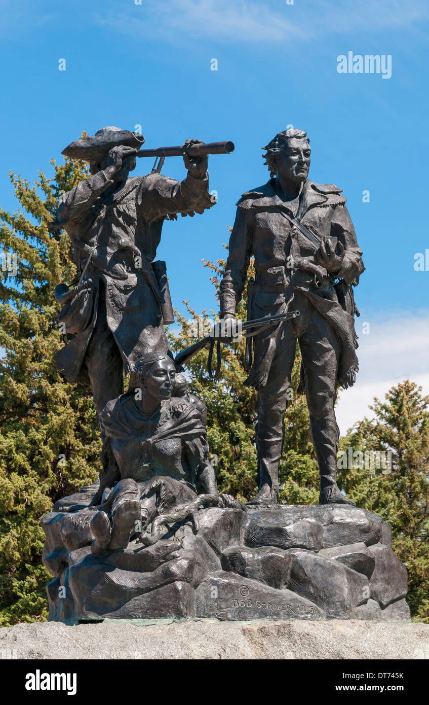 Montana, Fort Benton, staatlichen offiziellen Lewis & Clark Memorial des Künstlers Bob Scriver Stockfoto