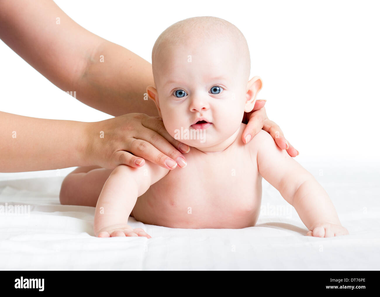 Masseur Massage Babymädchen Stockfoto