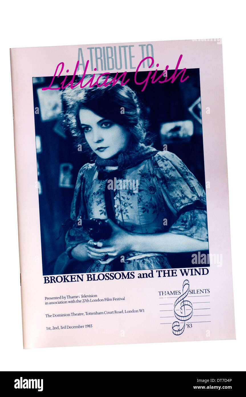 Programm für die 1983 London Film Festival Hommage an Lillian Gish im Dominion Theatre. Stockfoto