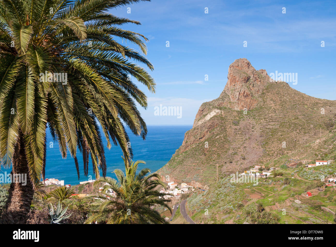Blick über die Küste von Taganana Dorf in das Anaga-Gebirge im Norden von Teneriffa, Kanarische Inseln Stockfoto