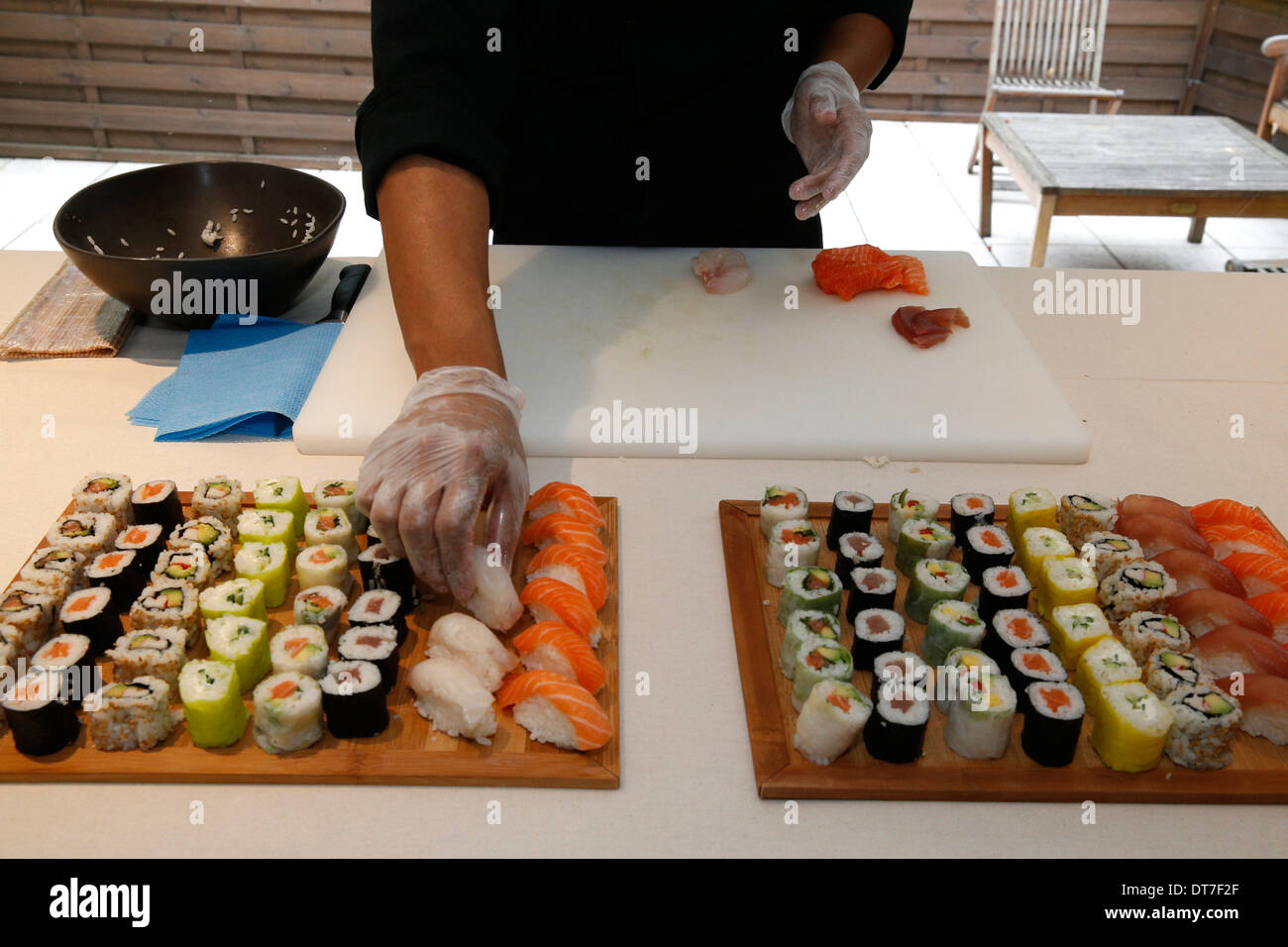Japanisches Essen. Sushi und Maki. Stockfoto