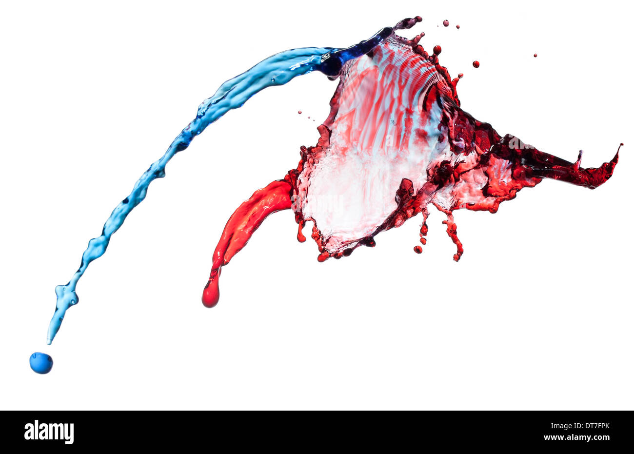 fliegende Spritzer von Mischfarben Stockfoto