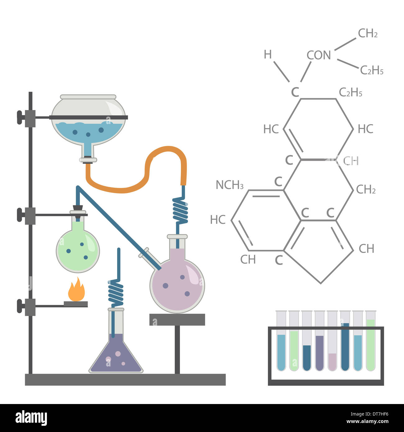 chemisches Labor Reagenzglas Formel Stockfoto