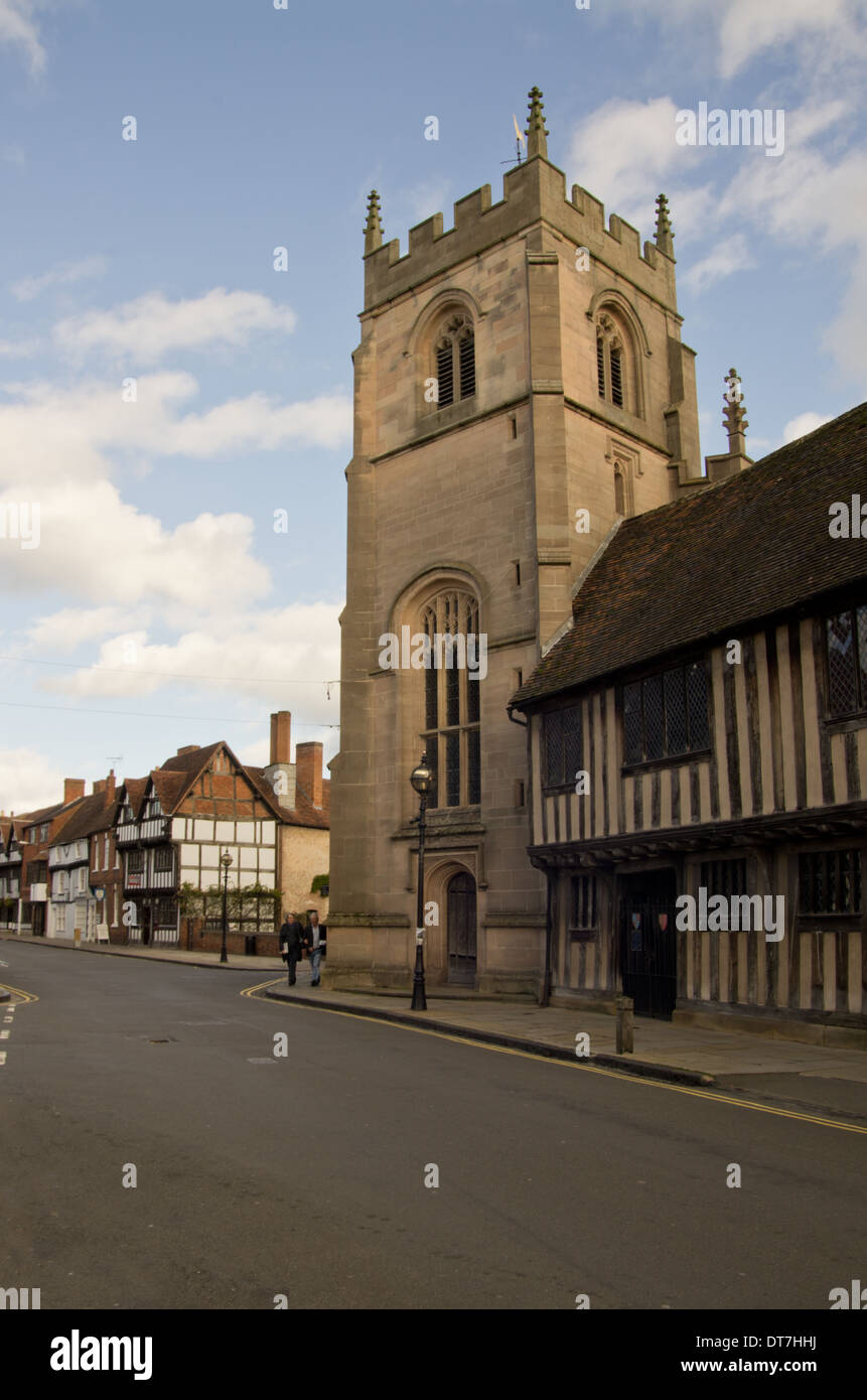 Die Gilde Kapelle Turm und König Edwards School Stratford on Avon Stockfoto