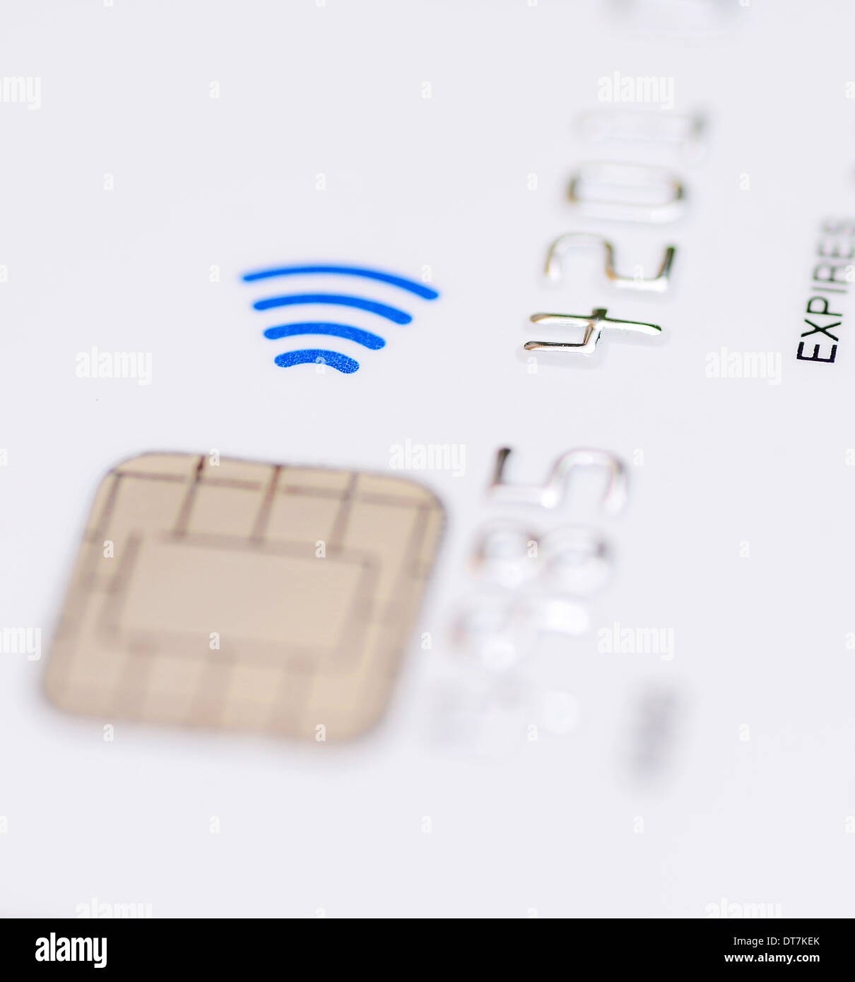 Gesicherten Chip der kontaktlose Kreditkarte. Makroaufnahme. Stockfoto