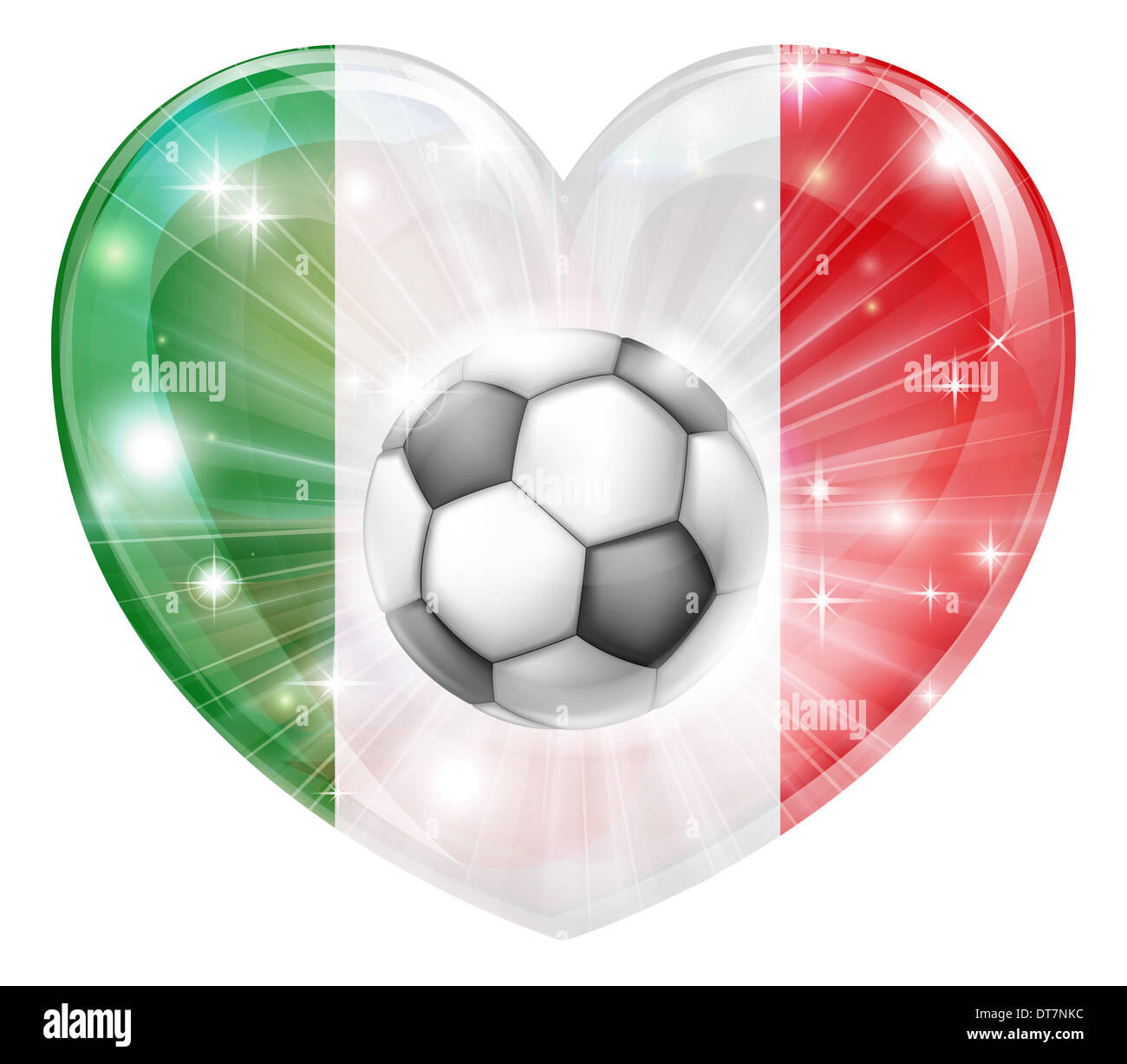Die Italienische Flagge In Form Eines Glänzend Herz Lizenzfreie