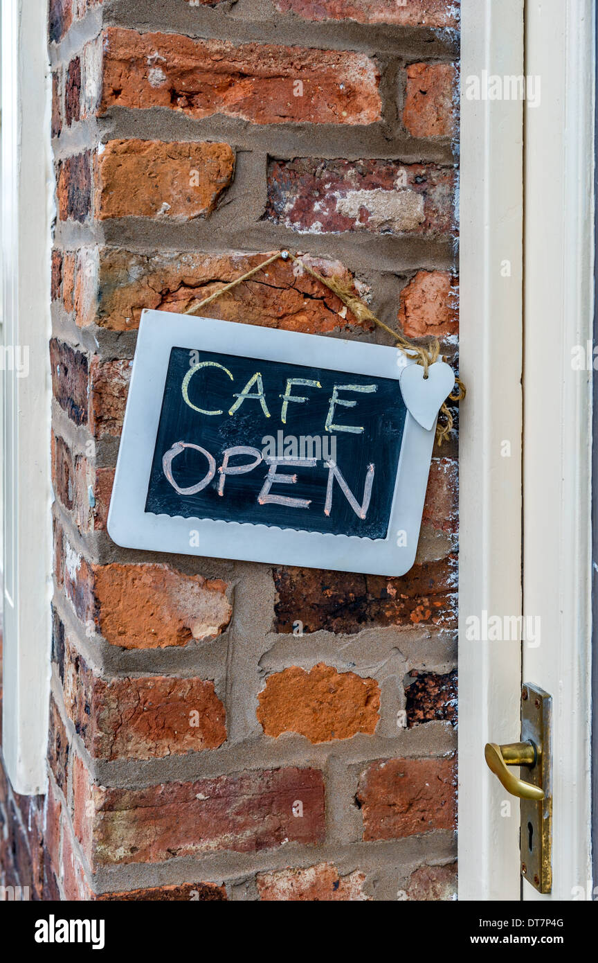 Cafe Schild "geöffnet". Stockfoto