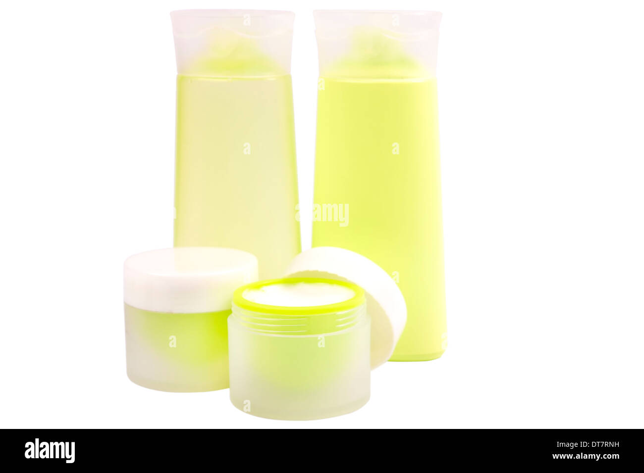 Grüne Kosmetik Creme, Lotion, Gesichtscreme, Make-up Entferner, isoliert auf weißem Hintergrund mit Beschneidungspfad Stockfoto