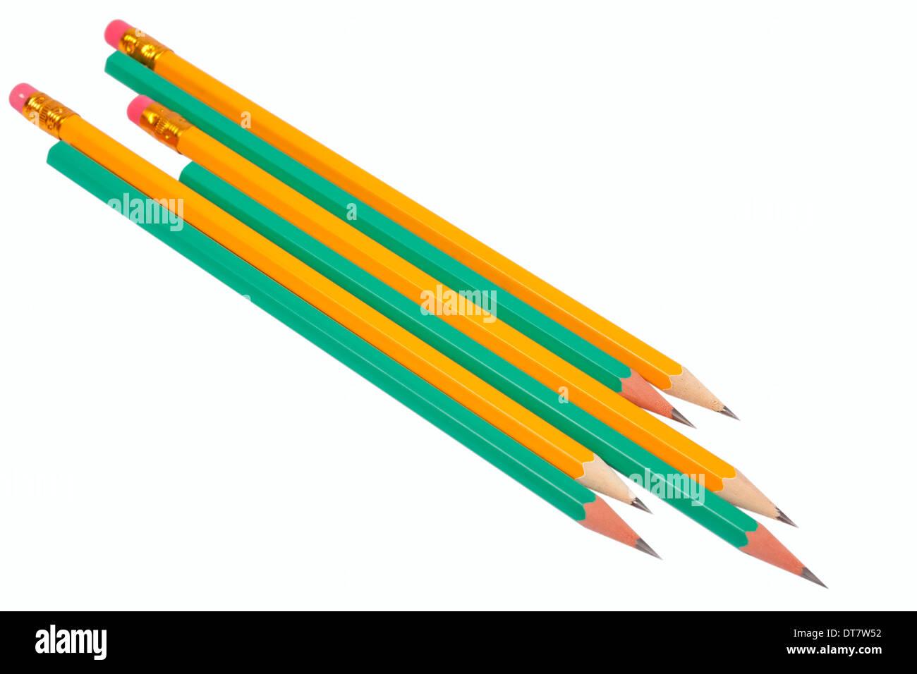 Verschiedene Bleistifte isoliert auf weißem Hintergrund Stockfoto